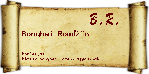 Bonyhai Román névjegykártya